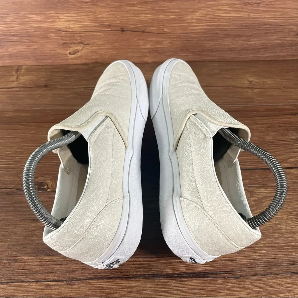 VANS Paisley Tan Leather Slip-On Shoes Sneakers Women’s Size 8.5 - Picture 3 of 11